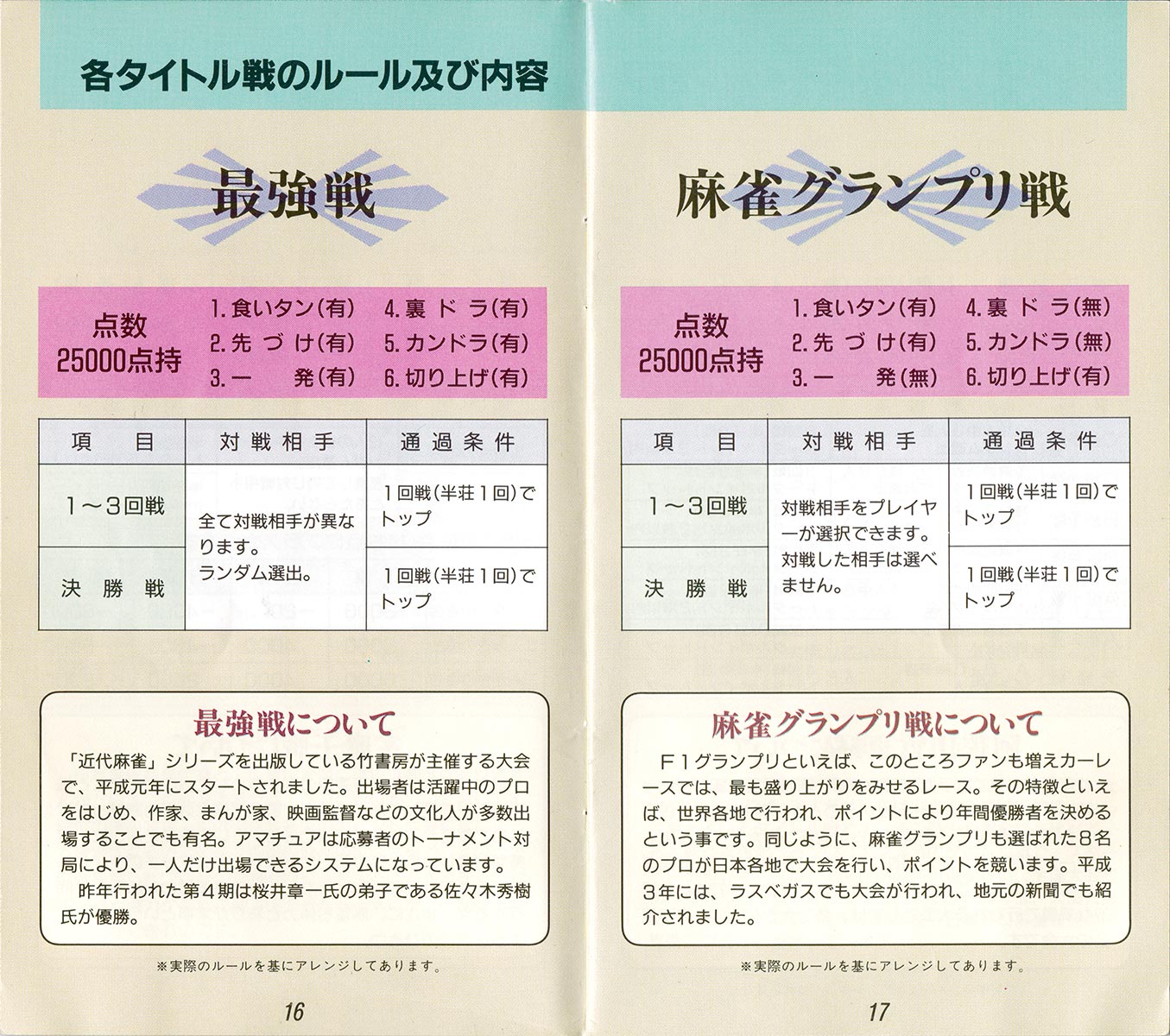 Pro Mahjong Kiwame manual 16-17